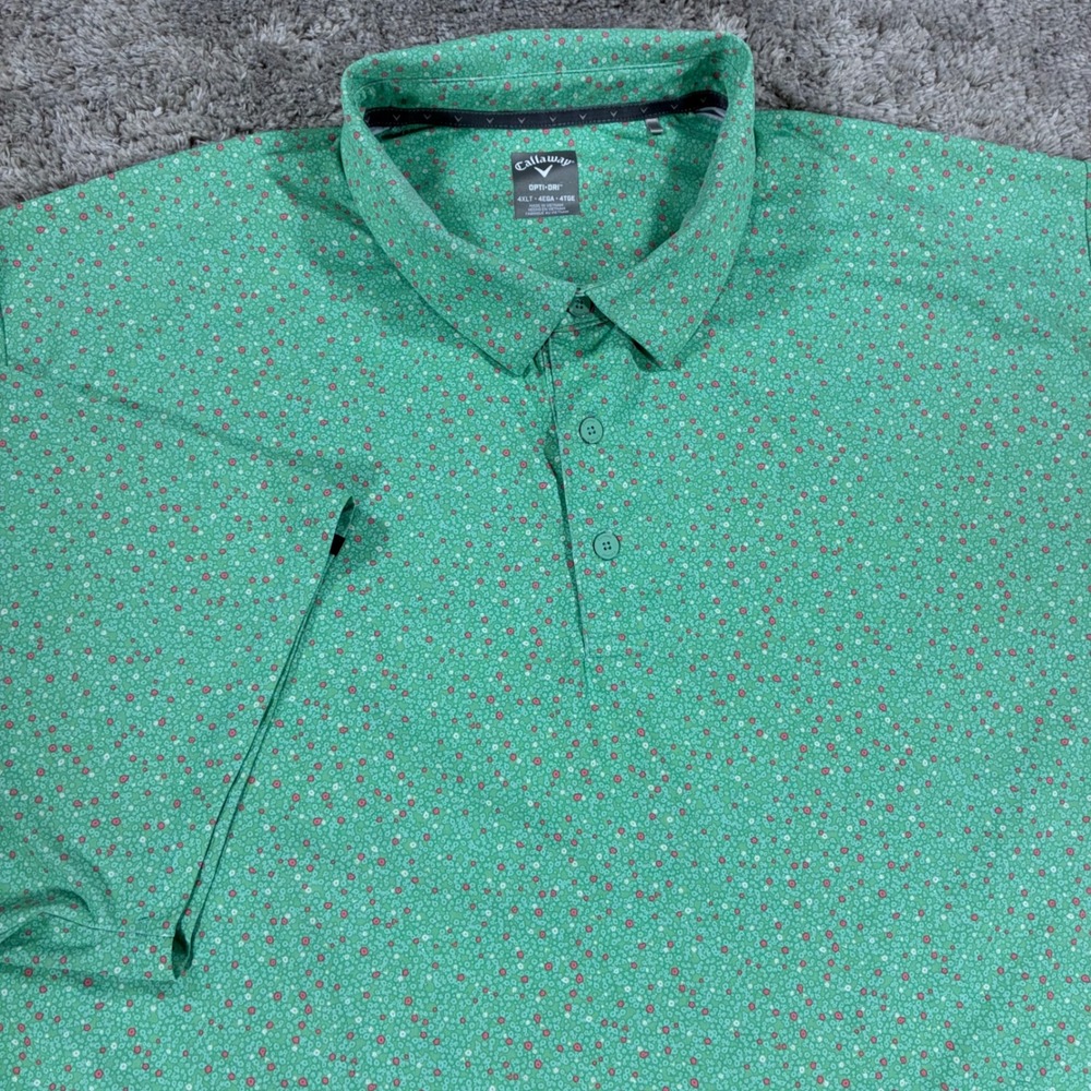 Callaway Opti-Dri Golf Polo Shirt Mens 4XLT Green Floral Swing Tech Big & Tall
